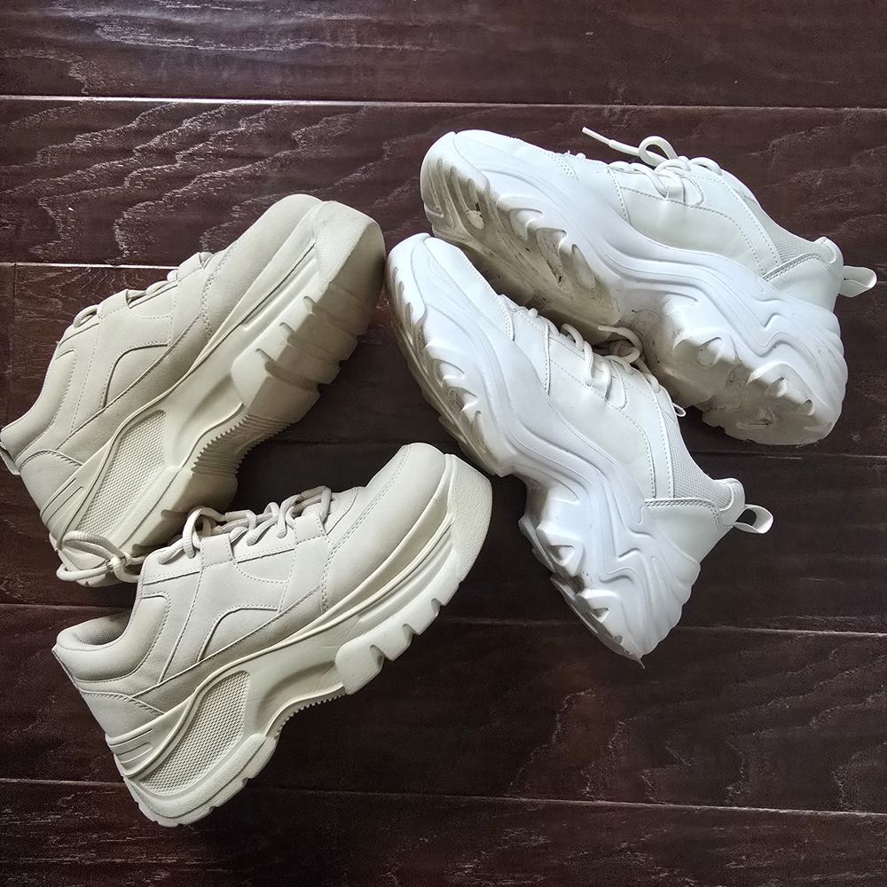 2 Pairs Zara Cream and White Chunky Platform Sneakers